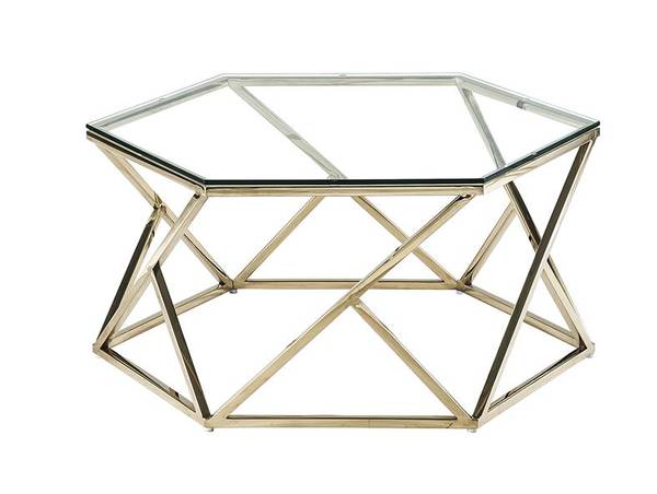 Couchttisch KERIANE Gold - Glas - 69 x 38 x 80 cm