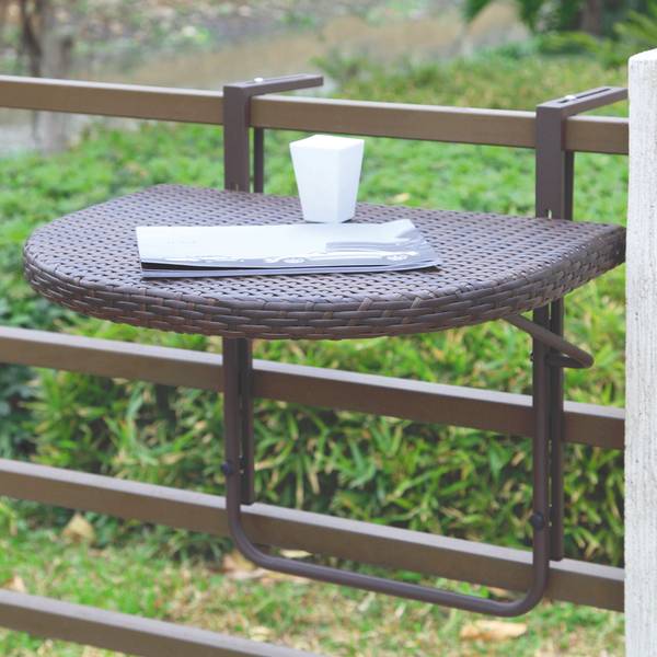 Balkonhängetisch Sambia Aluminium/Kunststoffgeflecht Braun