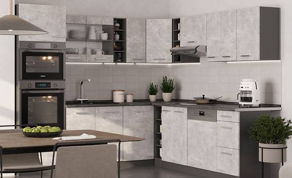 Eckunterschrank R-Line 53987 Grau - Chrom - 86 x 82 x 60 cm