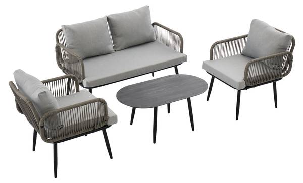 Ensemble de quatre pièces de jardin Gris - Matière plastique - 120 x 74 x 74 cm