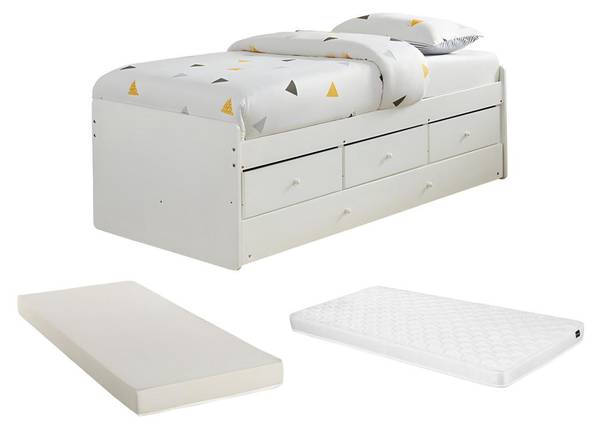 Bettrahmen TITOUAN Weiß - Holz teilmassiv - 96 x 60 x 193 cm