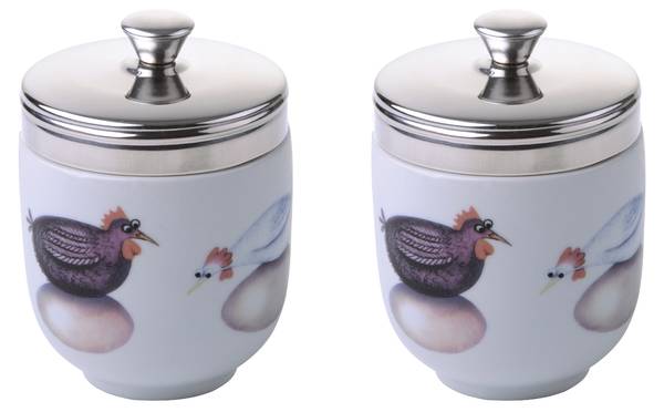 Eier-Coddler Hatching Eggs 2er-Set Weiß - Porzellan - 7 x 9 x 7 cm