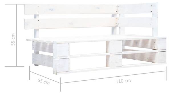 Banc palette 297703 Blanc - Pin - 110 x 55 x 65 cm