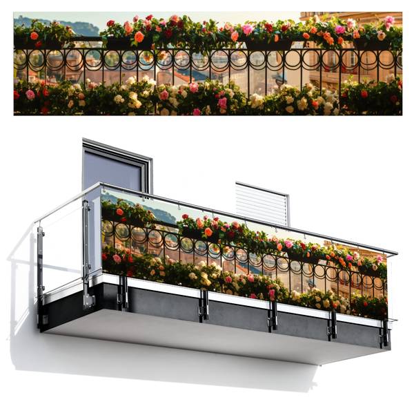 BALKON-SICHTSCHUTZ Balkonblumen 300 x 75 cm