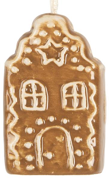 Kersthanger Huis CH632338 bruin - keramiek - 4 x 6 x 4 cm