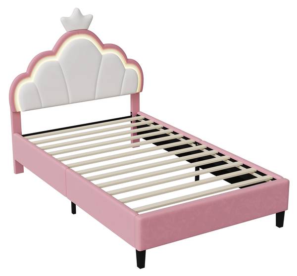 Polsterbett KroneBett HSGJSF57 Pink - Metall - Massivholz - 204 x 128 x 91 cm