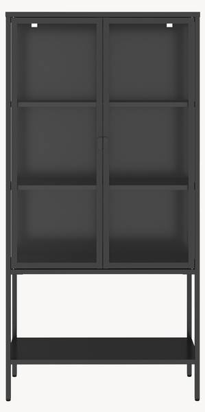 Vitrinenschrank Borshavisa I. Schwarz - Stahl - Klarglas - 80 x 160 x 35 cm