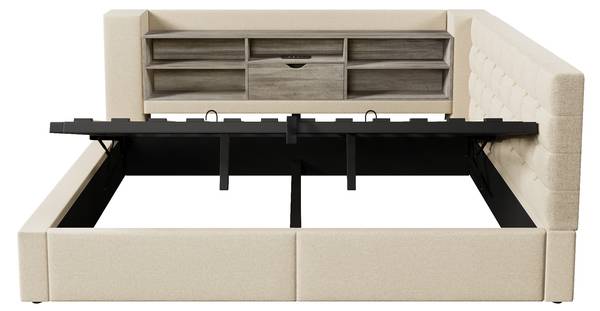 Polsterbett GLOWLEINⅡ Beige - 200 x 140 cm - 158 x 213 cm