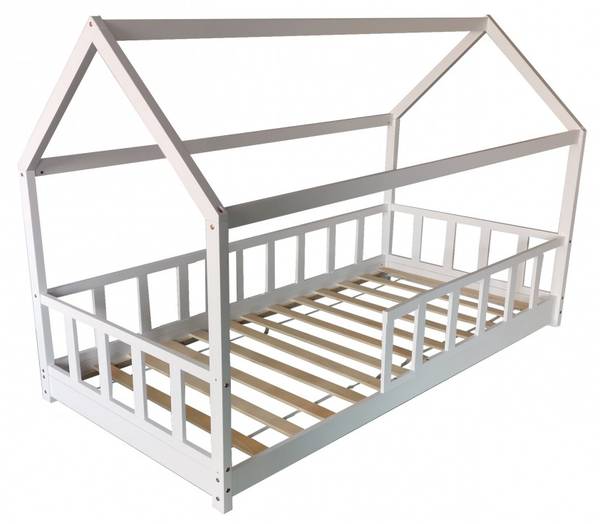 Hausbett KIWI mit Lattenrost Weiß - Tiefe: 207 cm