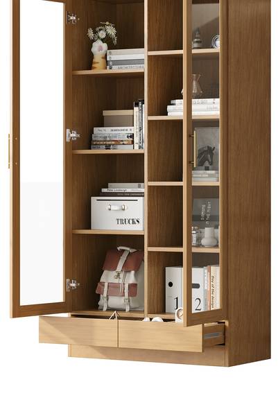 Standvitrine SHEFWoody Ⅵ Braun - Holzwerkstoff - 40 x 160 x 80 cm