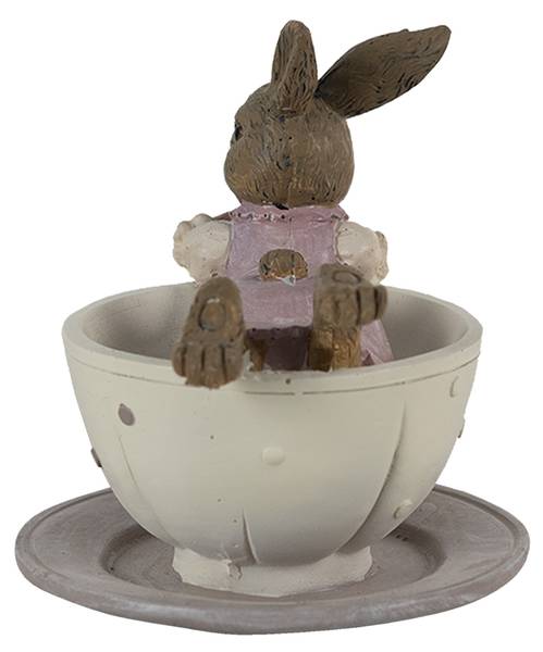 Beeld Konijn DekoEaster-Dominic wit - kunststof - 8 x 9 x 10 cm