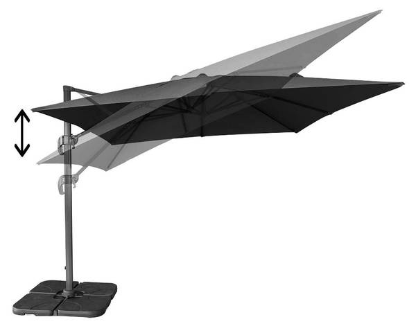Hangende parasol Bea zwart - deels massief hout - 295 x 260 x 295 cm