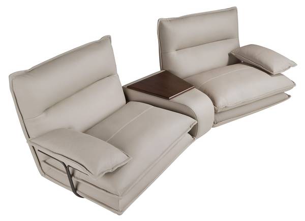 Canapé 2 places cuir gris taupe Gris - Pin - Noyer - Acier inoxydable - 282 x 93 x 93 cm