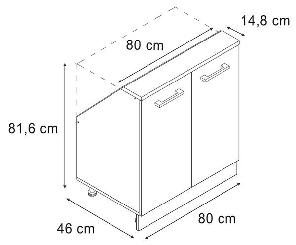 Meuble sous pente R-Line 58056 Anthracite - Imitation béton - Largeur : 80 cm
