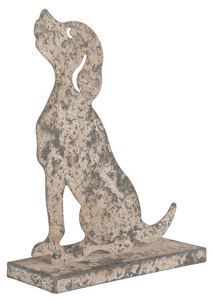 Decoratie Beeld Hond Deco&Agap grijs - metaal - 8 x 24 x 20 cm