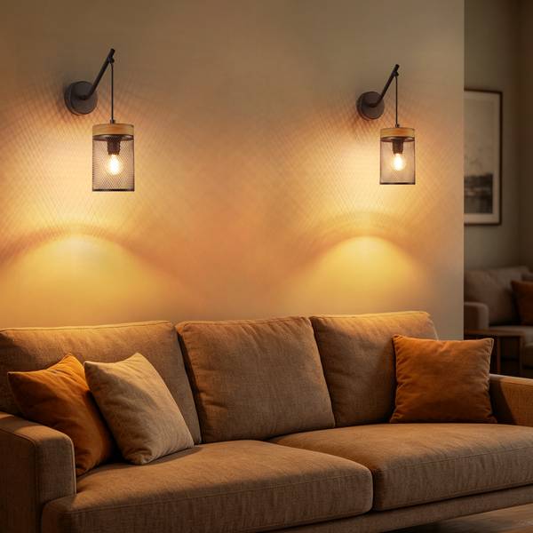 Wandlampe PPOS Schwarz - Eisen - 9 x 33 x 22 cm