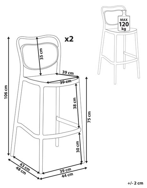 Hocker CELLENO 2-tlg Schwarz - Kunststoff - 44 x 106 x 48 cm