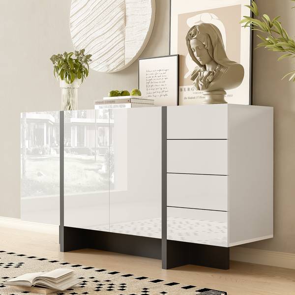 Sideboard O110127 Weiß - Holzwerkstoff - 150 x 81 x 40 cm