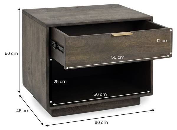 Nachttisch BORA Braun - Mango - 60 x 50 x 46 cm