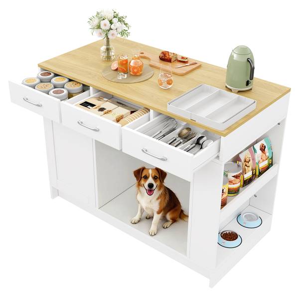 Îlot de cuisine LucyMU Ⅲ Bois - Blanc