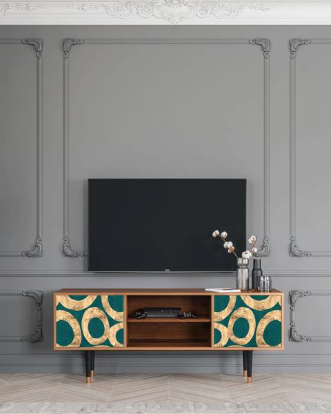 TV-Lowboard T2 Walnuss Türkis - Holzwerkstoff - 170 x 69 x 48 cm