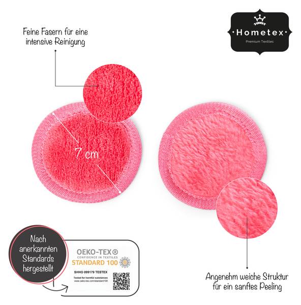 10er Set Make-Up Entferner Tuch Rund Pink - Textil - 7 x 1 x 7 cm