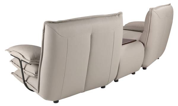 Canapé 2 places cuir gris taupe Gris - Pin - Noyer - Acier inoxydable - 282 x 93 x 93 cm