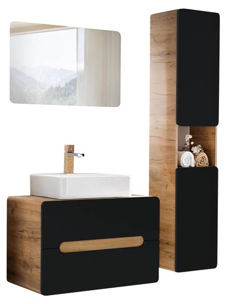 Badmöbel-Set NEW-LUTON-100 3er-Set Grau - Holzwerkstoff - 130 x 200 x 46 cm