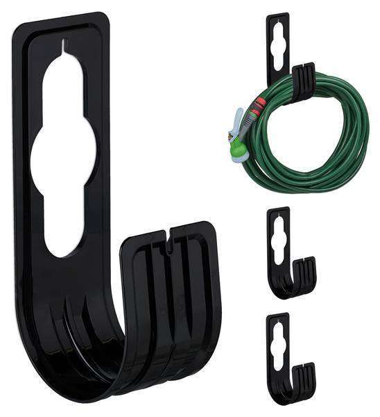 Schwarze Schlauchhalter im 4er Set Schwarz - PVC - 8 x 22 x 10 cm