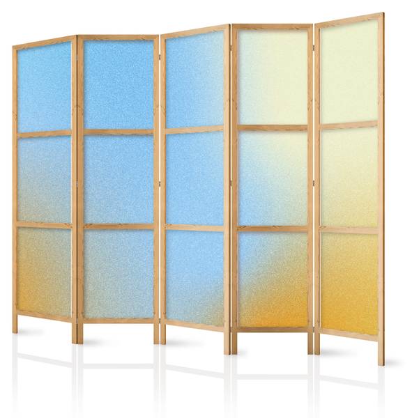 Paravent Ombre Gradient 5-tlg Beige - Blau - Orange - Gelb - Holzwerkstoff - Textil - 225 x 172 x 3 cm