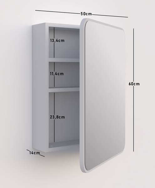 Spiegelschrank ZKR mit LED Weiß - Holzwerkstoff - 50 x 60 x 14 cm