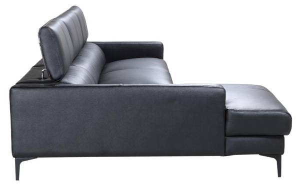 Sofa FLORENCE Schwarz - Echtleder - Textil - 173 x 92 x 253 cm