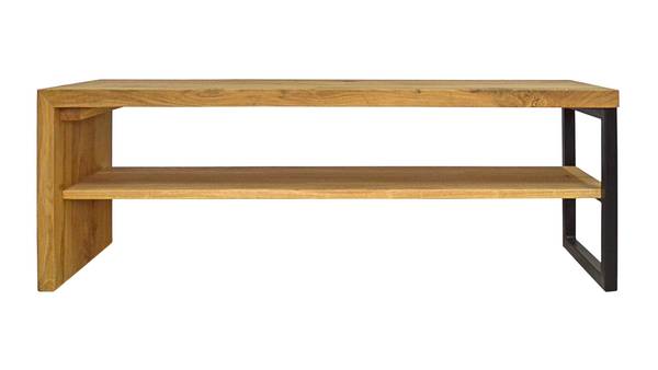 Industrie Sitzbank mit Regal HUGON II Braun - Eiche - 130 x 45 x 40 cm