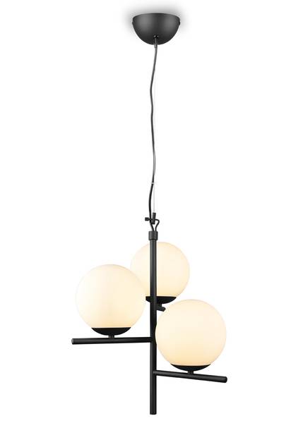 LED Pendelleuchte 3 flammig Glas Schwarz Schwarz - Weiß