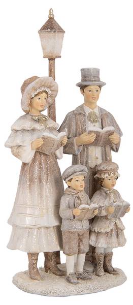 Kerstdecoratie Beeld Xmas&Van beige - kunststof - 11 x 30 x 15 cm
