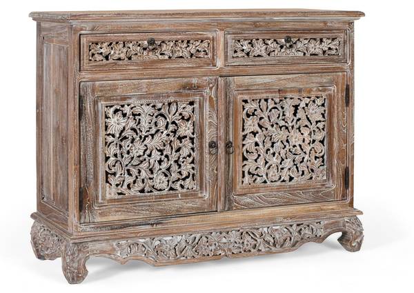 Sideboard 2332 Weiß - Massivholz - 41 x 80 x 100 cm