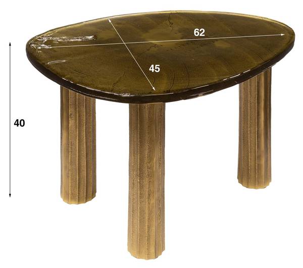 Couchtisch ECLIPSE Gold - Glas - 62 x 40 x 45 cm