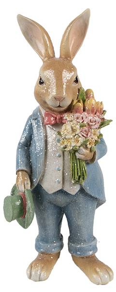 Decoratie Beeld Konijn Easter&Rody bruin - kunststof - 10 x 26 x 11 cm