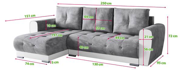 Ecksofa mit Schlaffunktion Domi Silber / Grau - Silbergrau