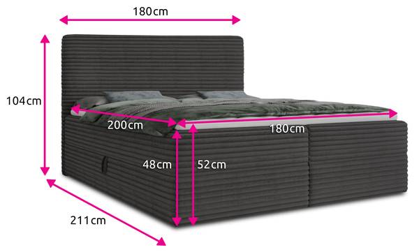 Boxspringbett Mollo Beige - Liegefläche Breite: 180 cm