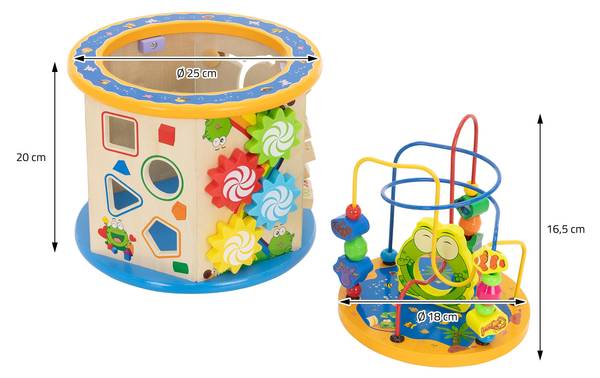 Multifunktions Motorikwürfel 8 in 1 Samt - 25 x 20 x 25 cm