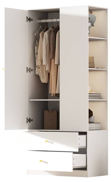 Kleiderschrank  MUDBA495 Ⅳ Weiß - Holzwerkstoff - 80 x 180 x 40 cm