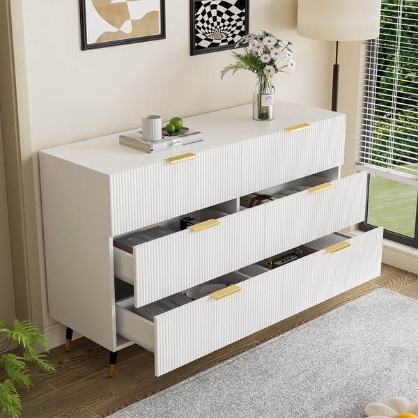 Sideboard Kommode WJM01 Weiß - Metall - Massivholz - 120 x 77 x 40 cm