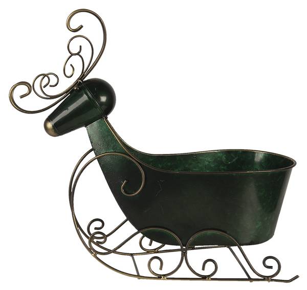 Beeld Rendier Xmas-Griffin groen - metaal - 17 x 37 x 34 cm
