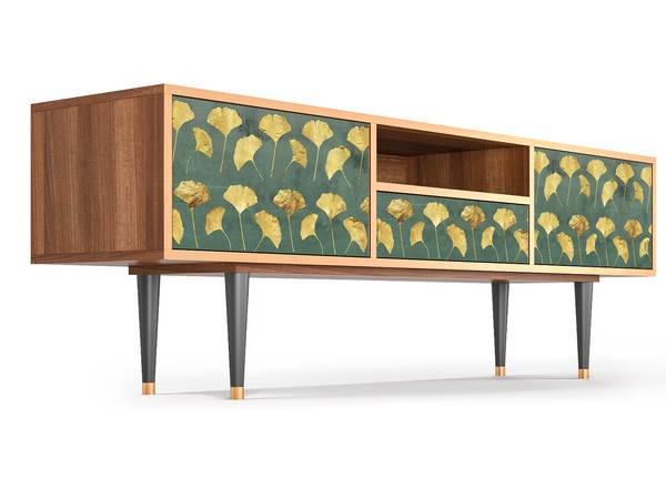 TV-Lowboard T6 Walnuss Grün - Holzwerkstoff - 170 x 59 x 41 cm
