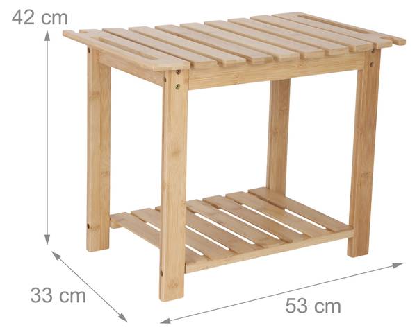 Badhocker aus Bambus mit Ablage Braun - Holzverbundwerkstoff - 53 x 42 x 33 cm
