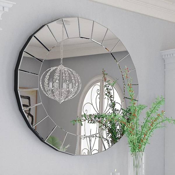 Wandspiegel Rund Silber Dekospiegel Silber - Glas - 2 x 80 x 80 cm