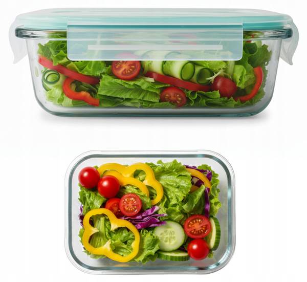 4er-Set Glas-Frischhaltedosen  Lunchbox Weiß - Glas - 23 x 8 x 18 cm