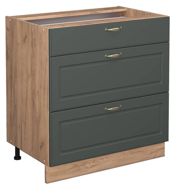 Küchenunterschrank Fame-Line 45971 Grün - Eiche Landhaus Dekor - Eiche Dekor - Breite: 80 cm