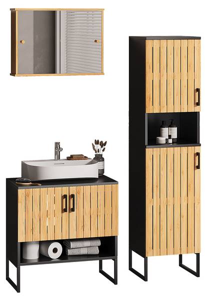 Badmöbel-Set Vayra 56197 Braun - Stahl - 60 x 66 x 33 cm
